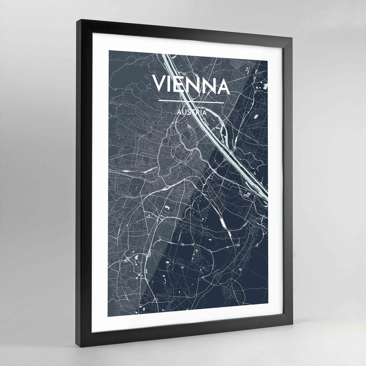Framed Vienna City Map Art Print - Point Two Design