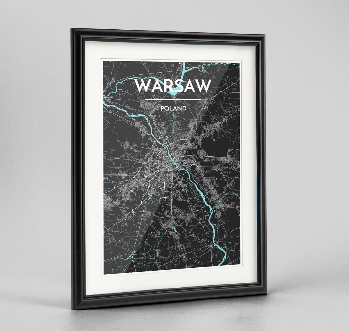 Framed Warsaw City Map Art Print - Point Two Design