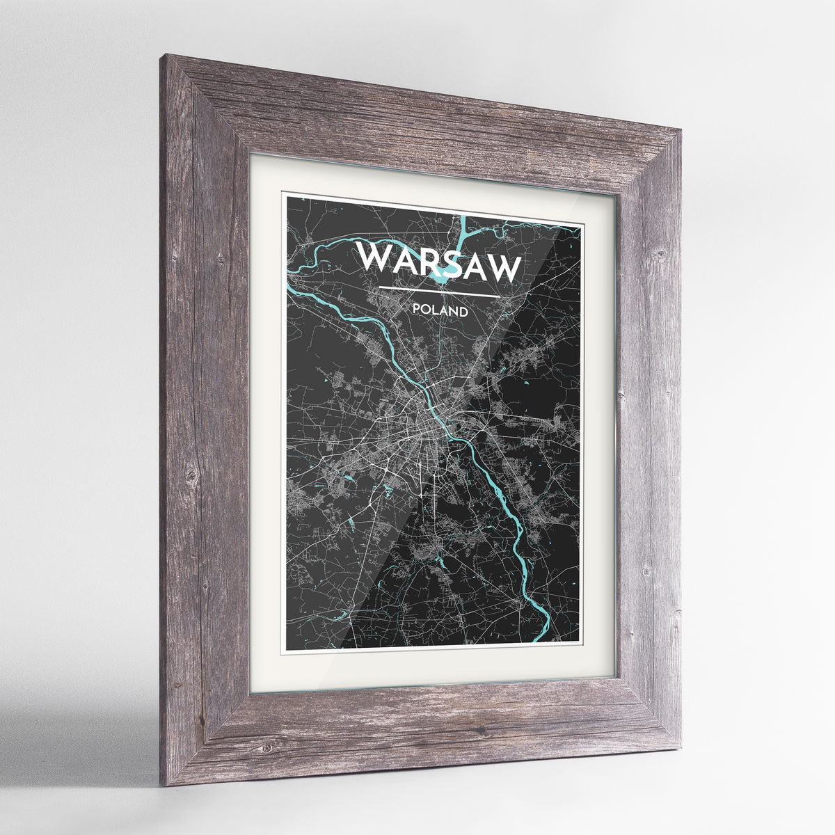 Warsaw Map Art Print - Framed