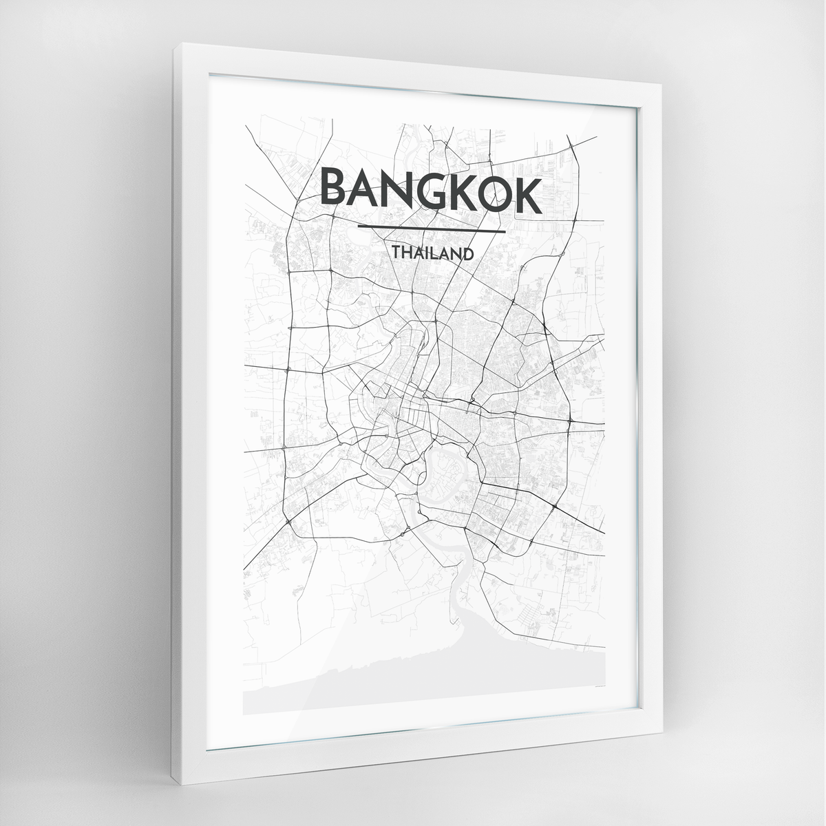 Bangkok Map Art Print - Framed