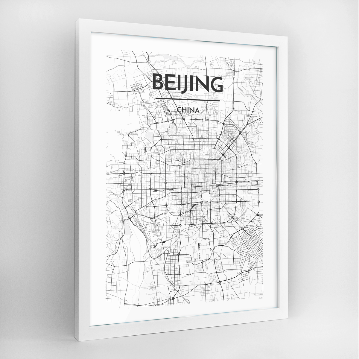 Beijing Map Art Print - Framed