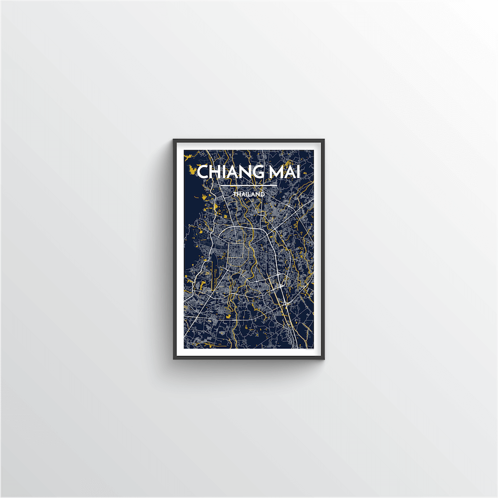 Chiang Mai Map Art Print