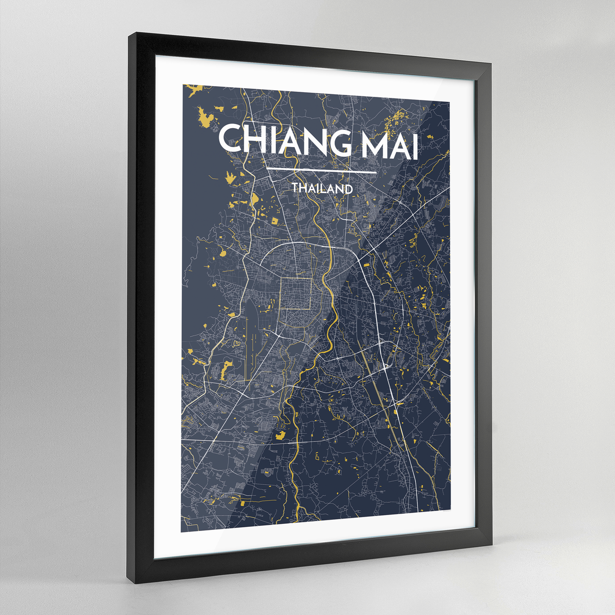 Framed Chiang Mai Map Art Print - Point Two Design