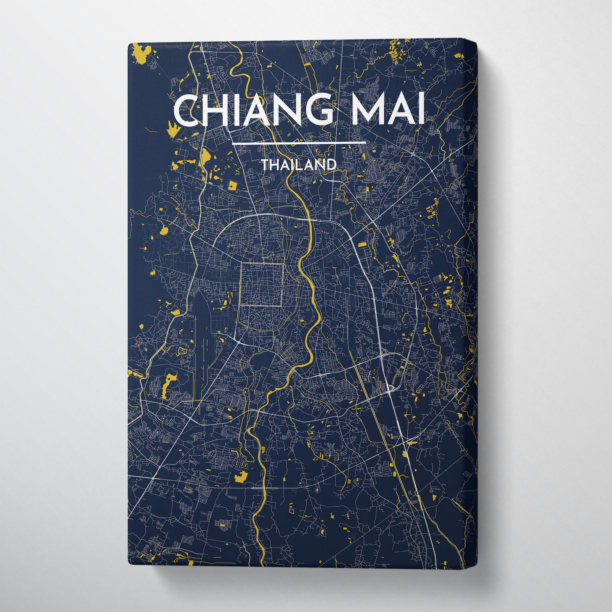 Chiang Mai Map Canvas Wrap - Point Two Design