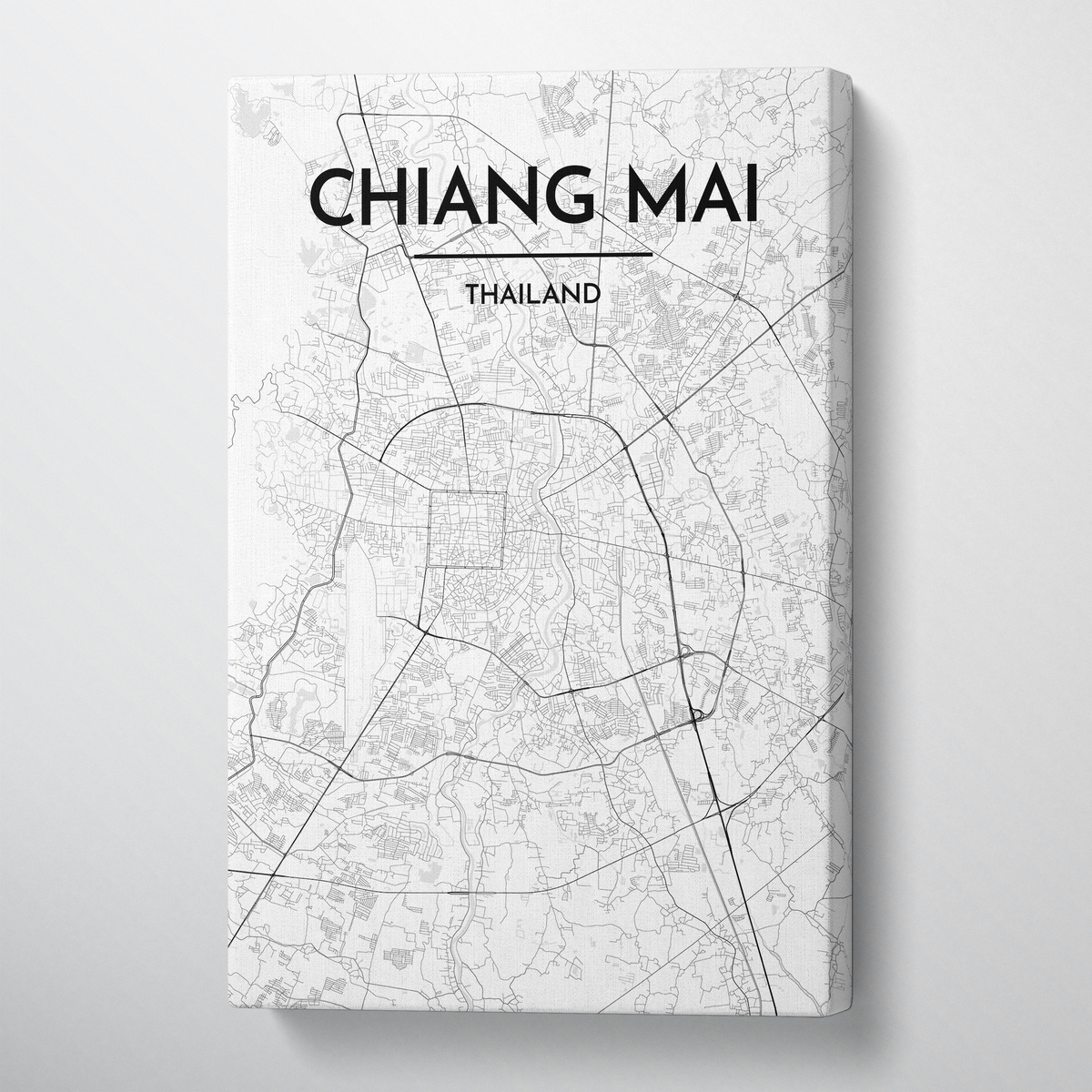 Chiang Mai Map Canvas Wrap - Point Two Design