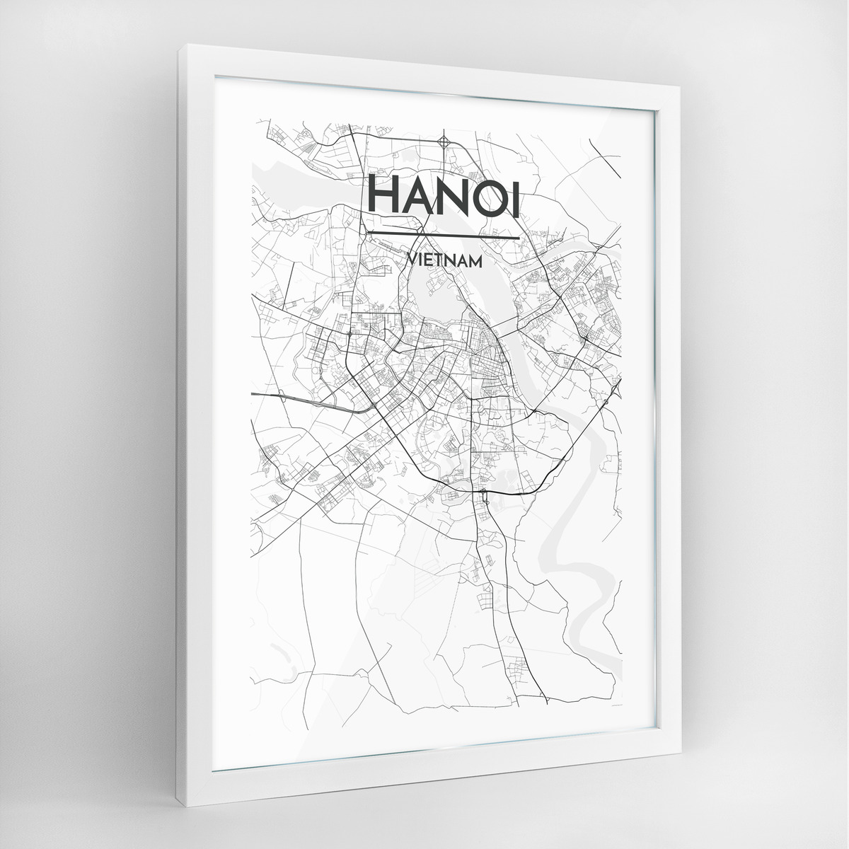 Hanoi Map Art Print - Framed
