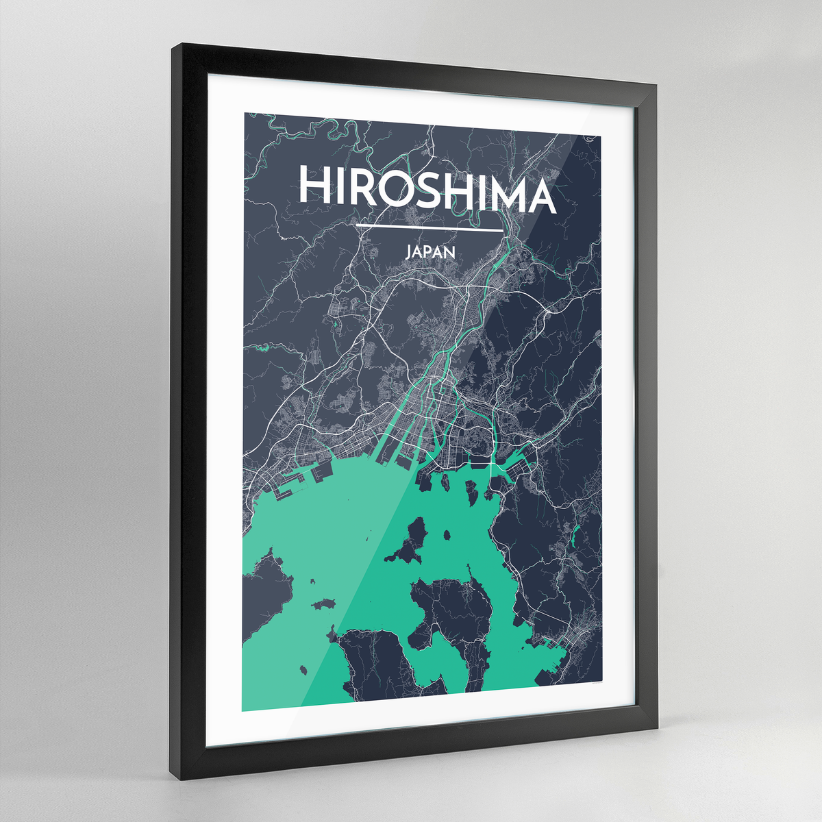 Framed Hiroshima City Map Art Print - Point Two Design