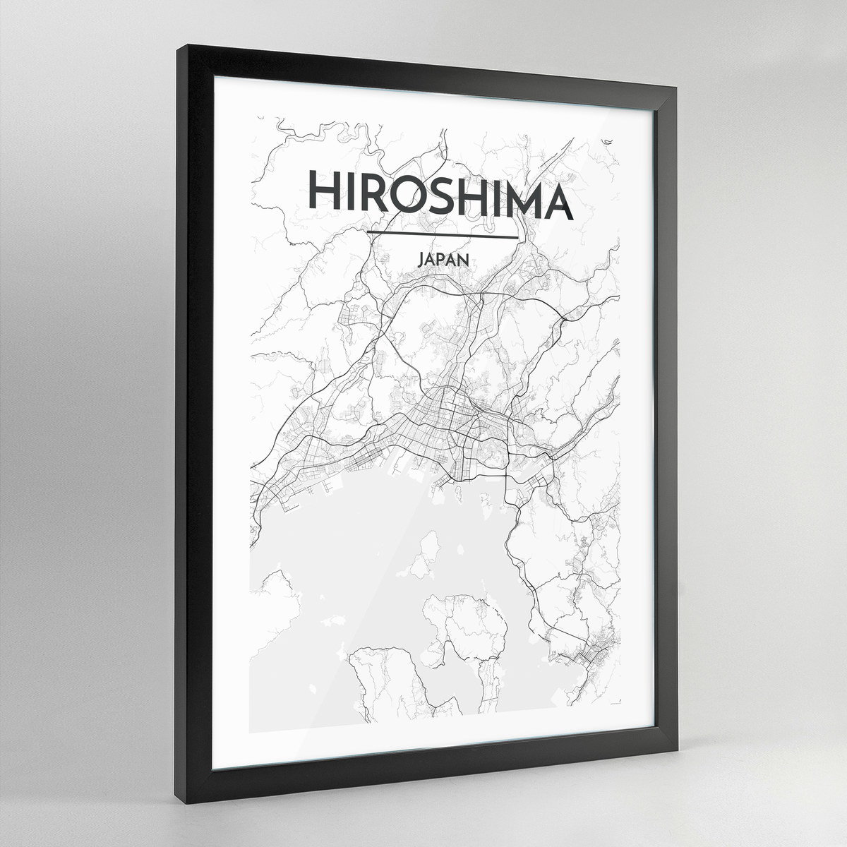 Hiroshima Map Art Print - Framed