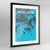 Framed Hong Kong Map Art Print 24x36" Contemporary Black frame Point Two Design Group