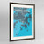 Framed Hong Kong Map Art Print 24x36" Contemporary Walnut frame Point Two Design Group