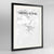 Framed Hong Kong Map Art Print 24x36" Contemporary Black frame Point Two Design Group