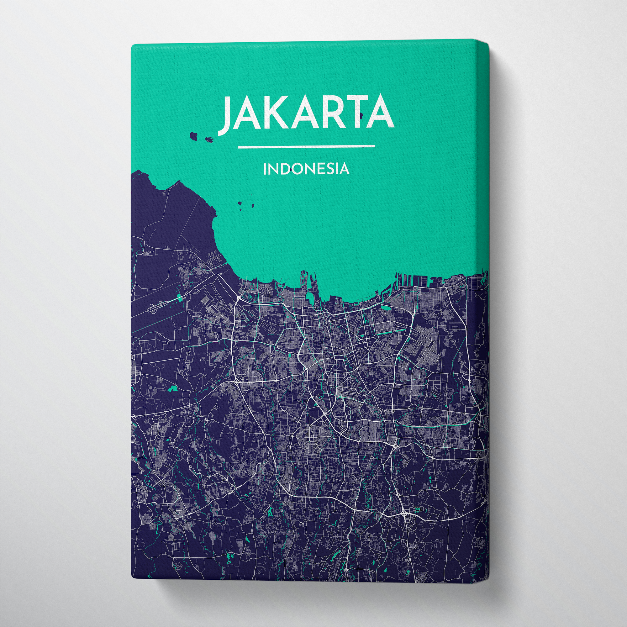 Jakarta City Map Canvas Wrap - Point Two Design