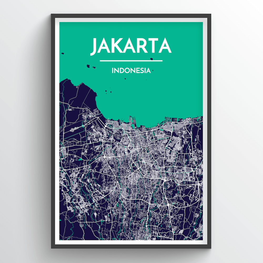 Jakarta City Map Art Print - Point Two Design