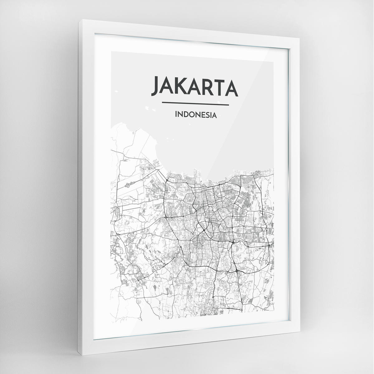 Jakarta Map Art Print - Framed