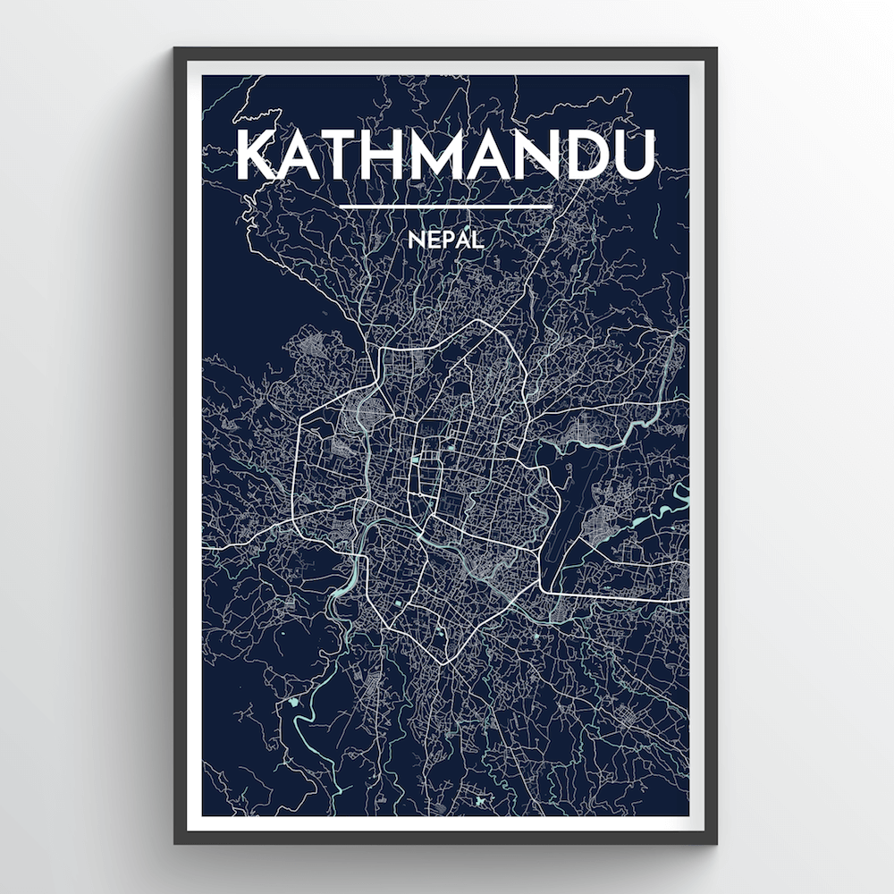 Kathmandu City Map Art Print - Point Two Design