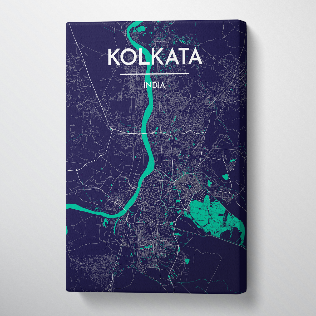Kolkata City Map Canvas Wrap - Point Two Design