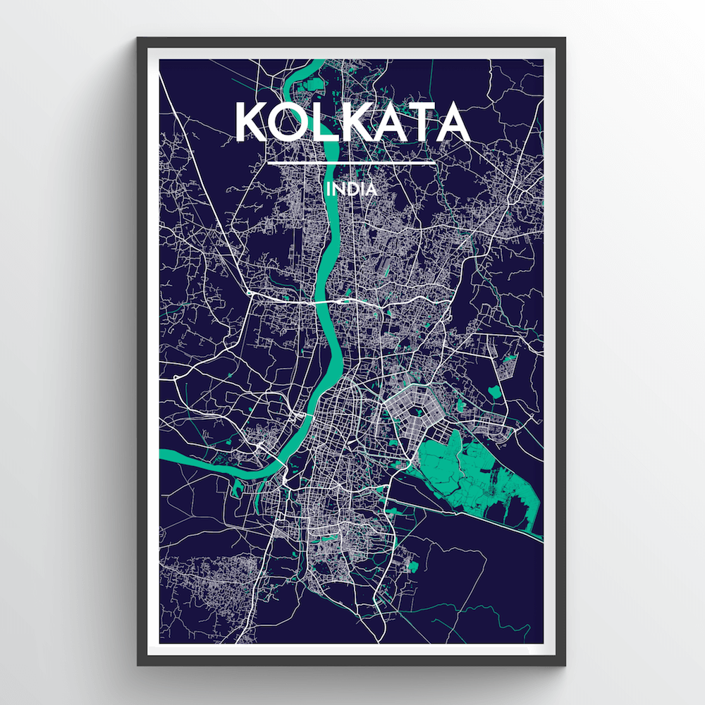 Kolkata City Map Art Print - Point Two Design