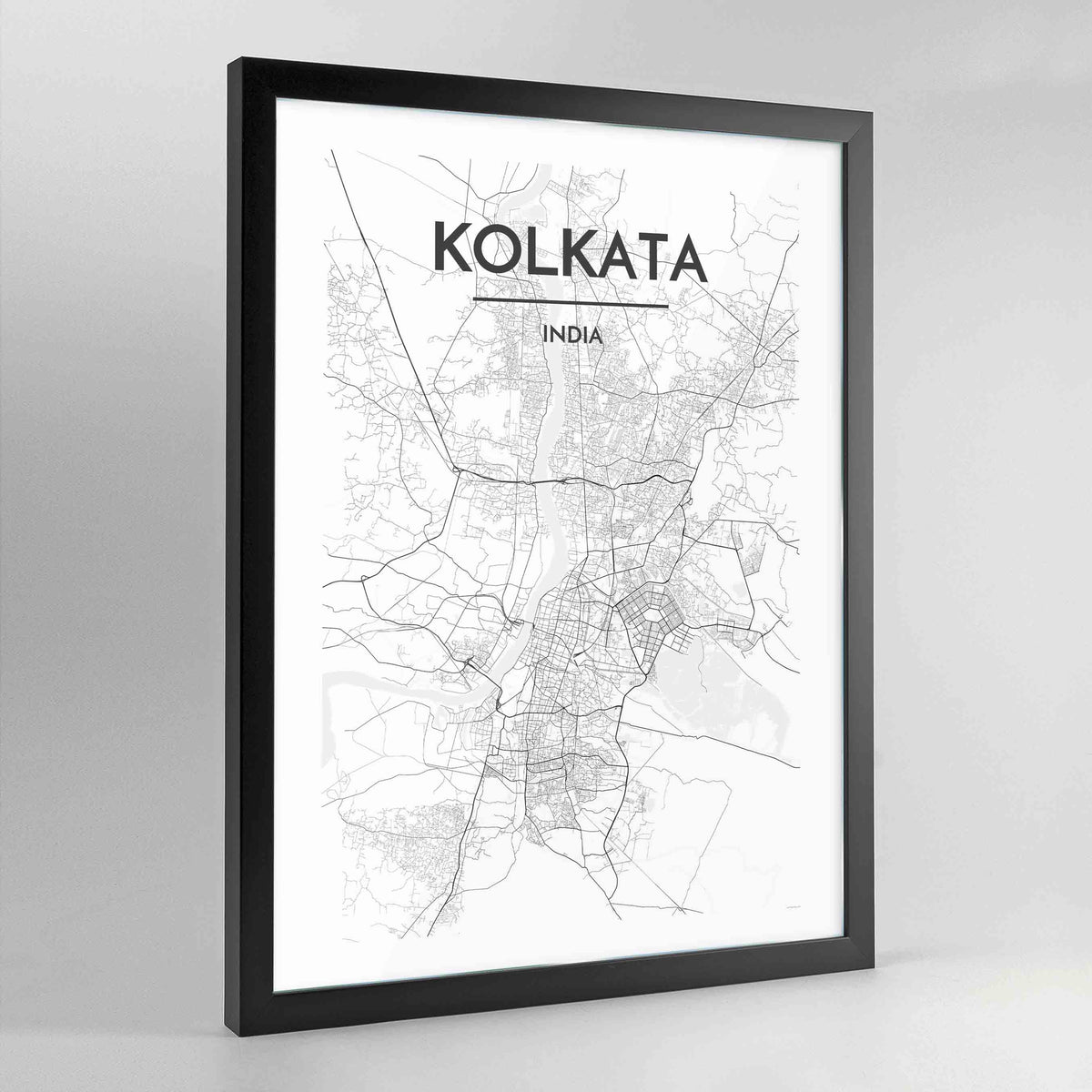 Kolkata Map Art Print - Framed