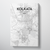 Kolkata City Map Canvas Wrap - Point Two Design - Black & White Print