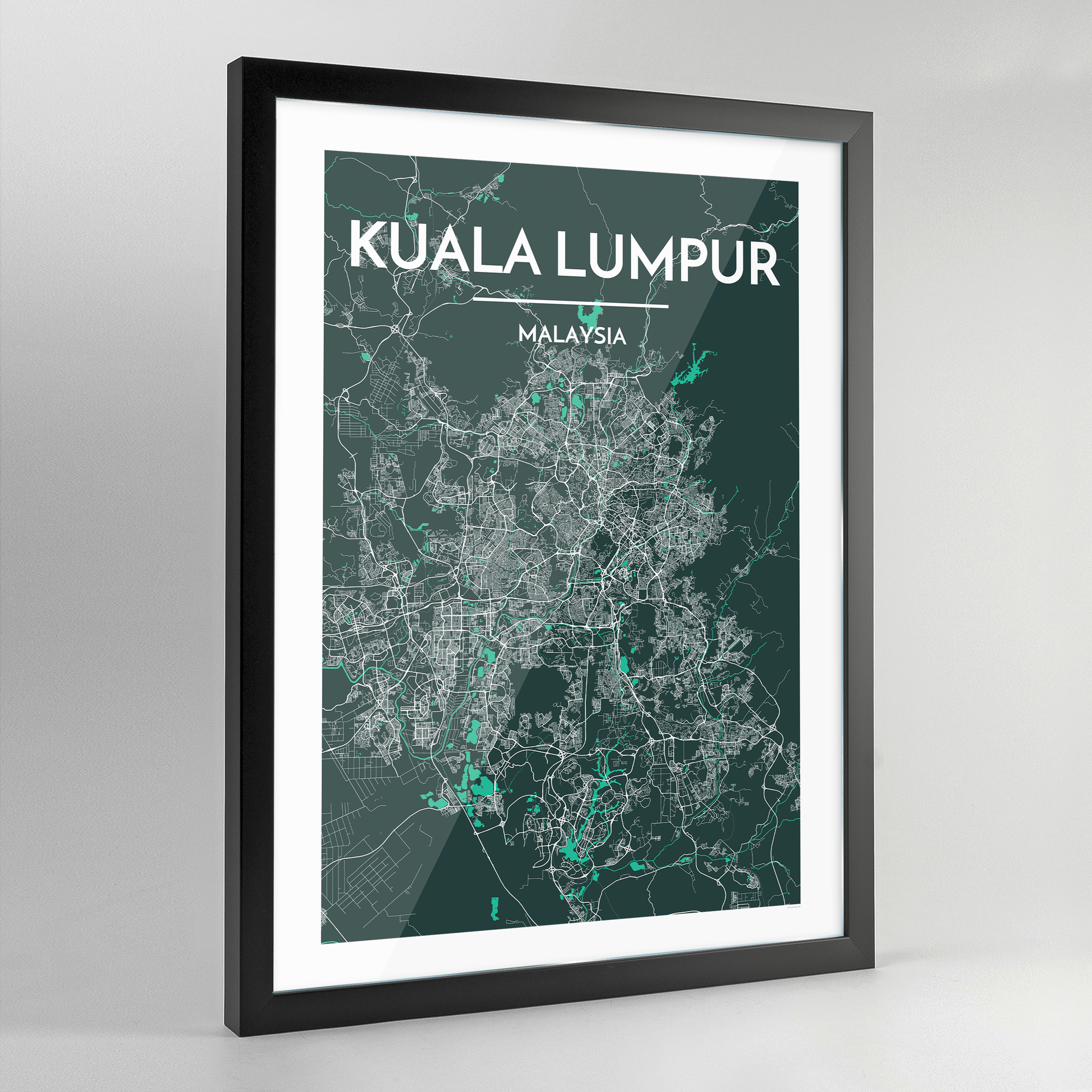 Framed Kuala Lumpur City Map Art Print - Point Two Design