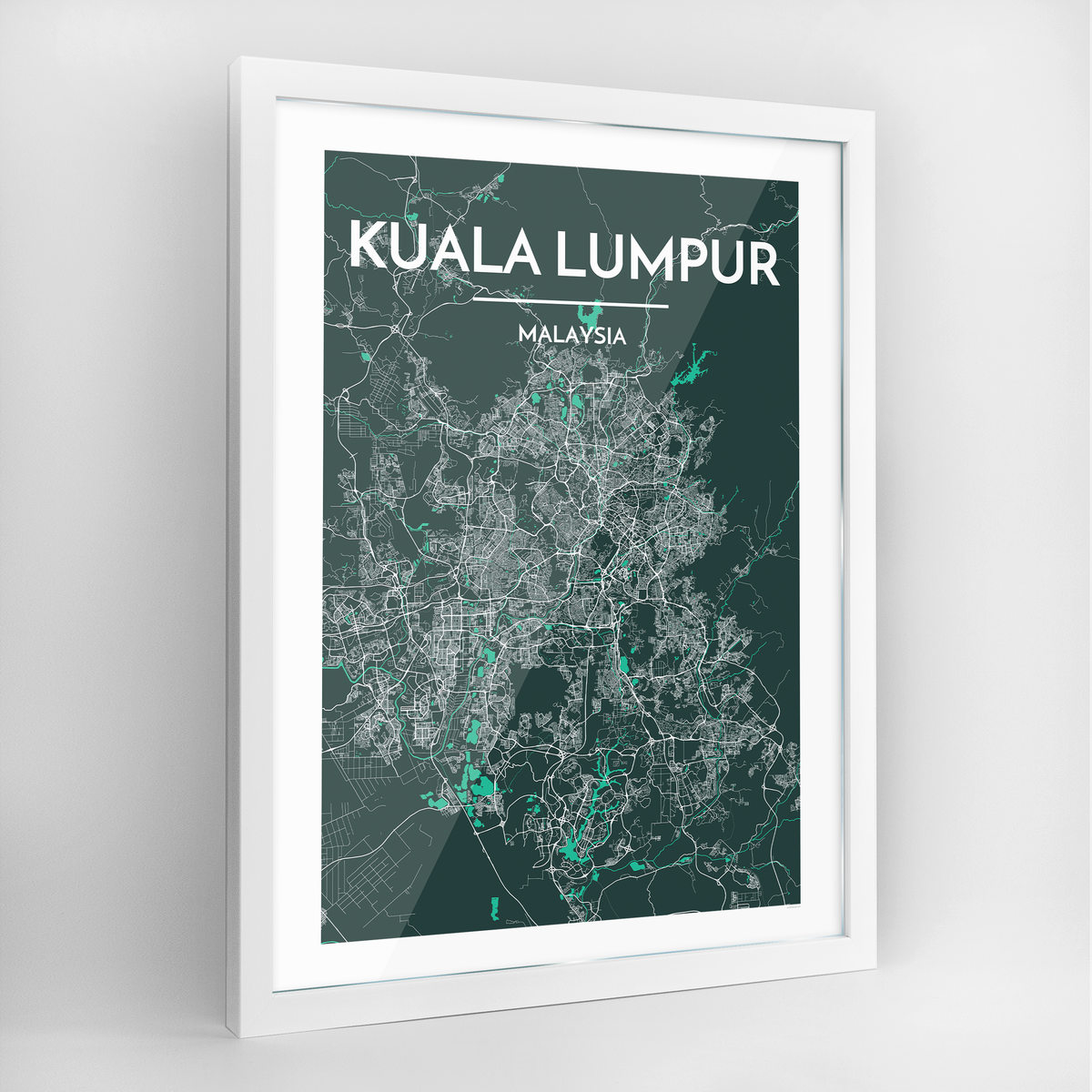 Kuala Lumpur Map Art Print - Framed