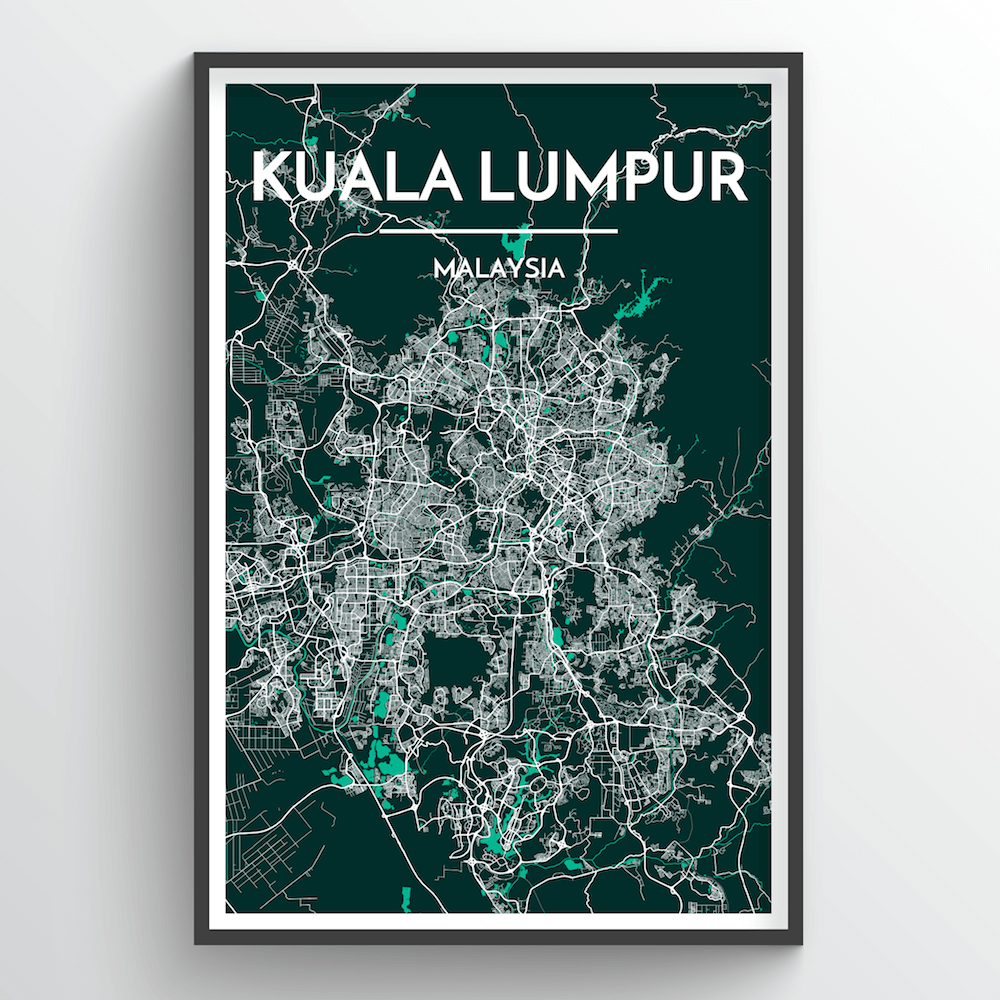 Kuala Lumpur City Map Art Print - Point Two Design