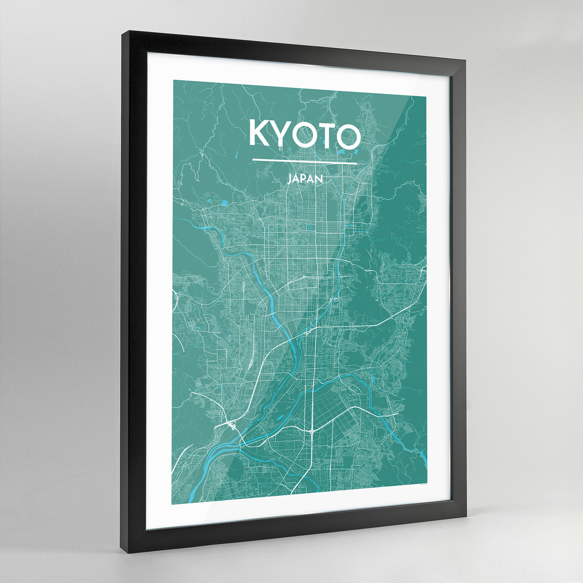 Framed Kyoto City Map Art Print - Point Two Design