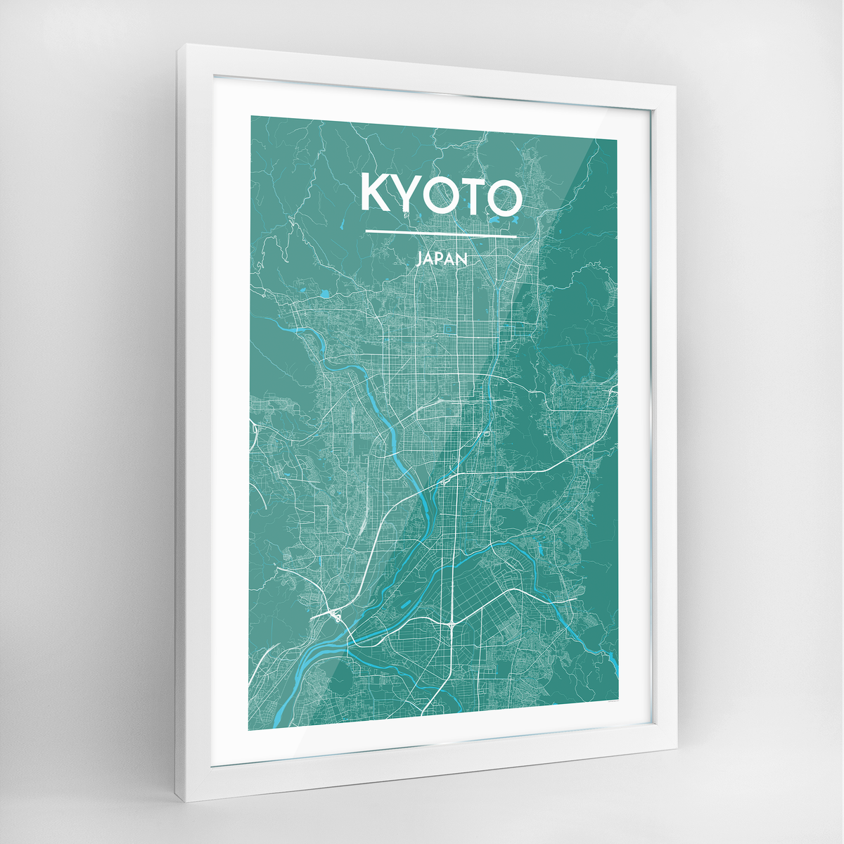 Kyoto Map Art Print - Framed