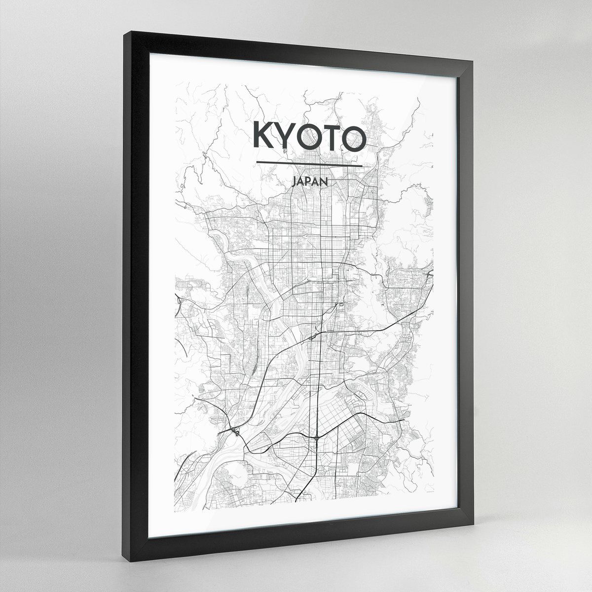 Kyoto Map Art Print - Framed