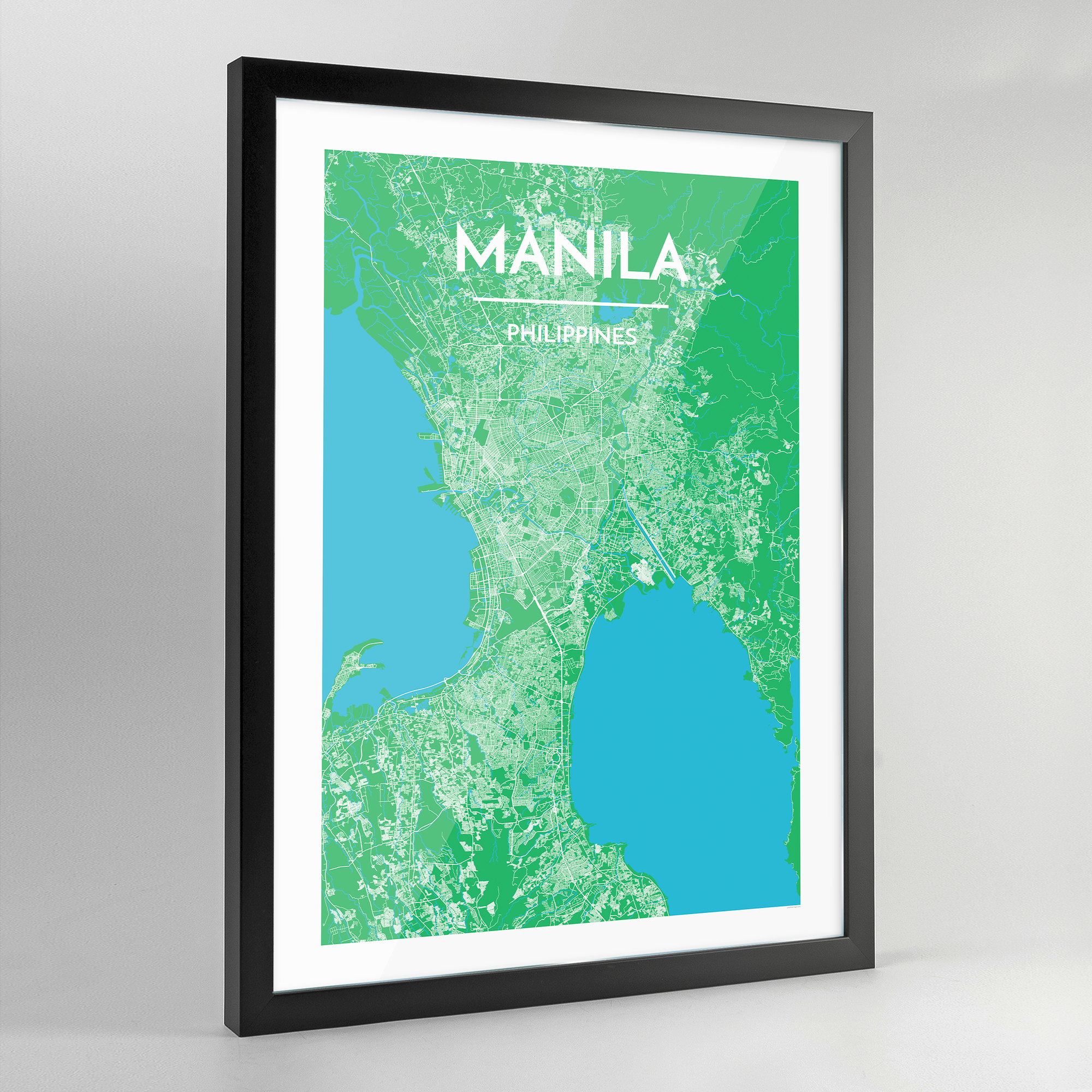 Framed Manila City Map Art Print - Point Two Design