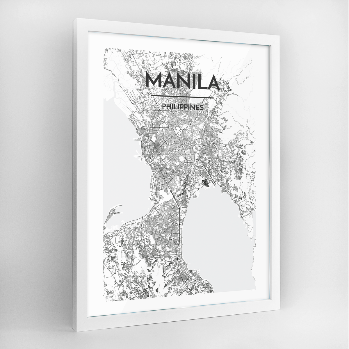 Manila Map Art Print - Framed
