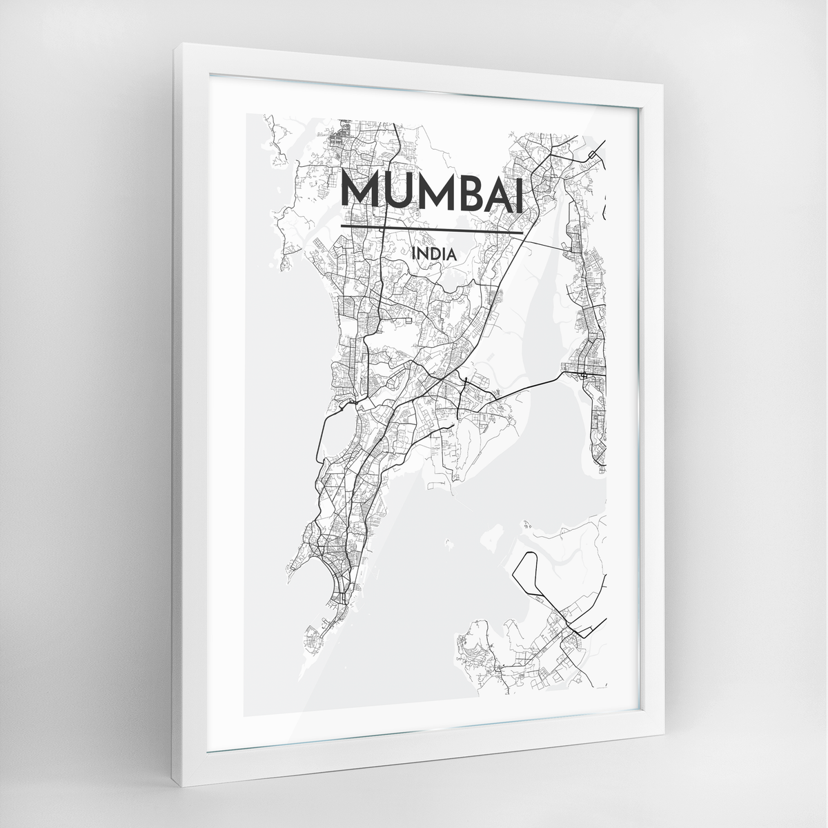 Mumbai Map Art Print - Framed