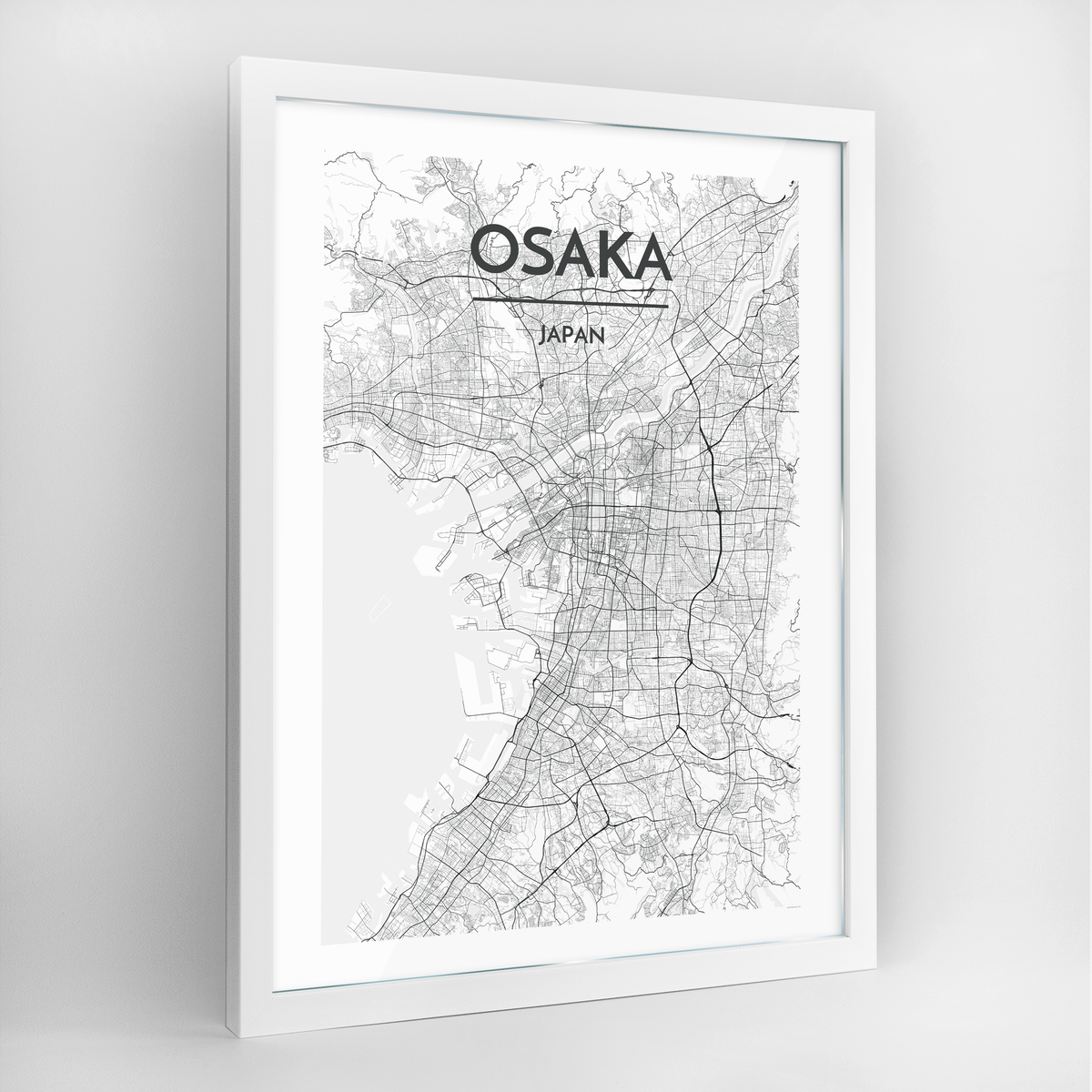 Osaka Map Art Print - Framed