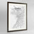 Framed Osaka Map Art Print 24x36" Contemporary Walnut frame Point Two Design Group