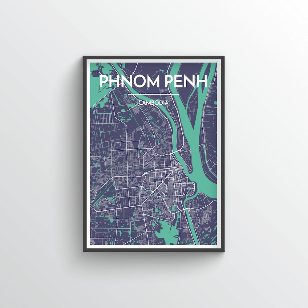 Phenom Penh City Map Art Print - Point Two Design
