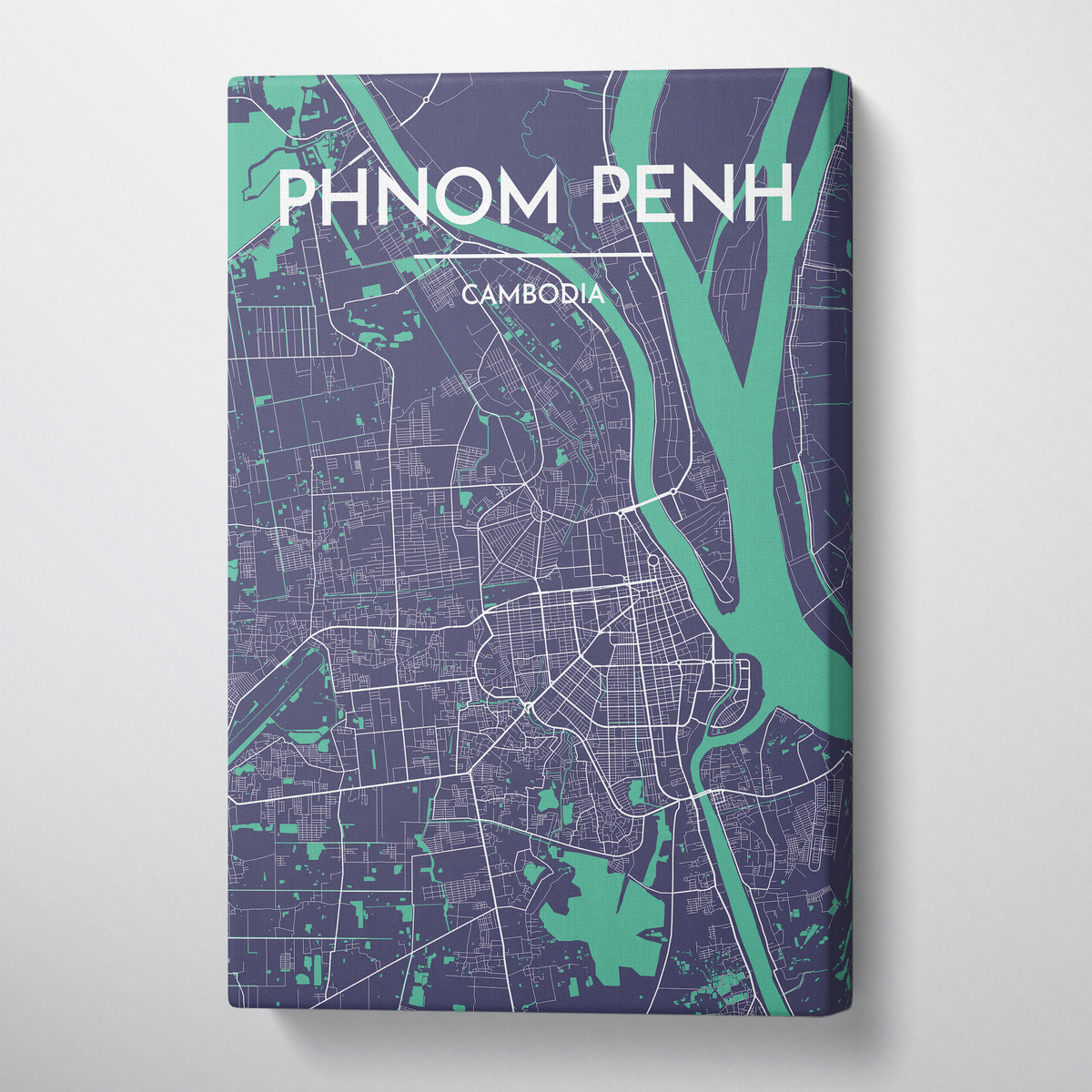 Phenom Penh City Map Canvas Wrap - Point Two Design