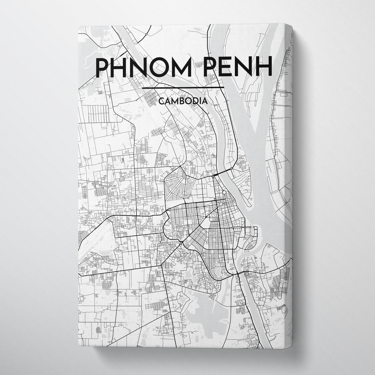 Phnom Penh Map Art - Canvas Wrap