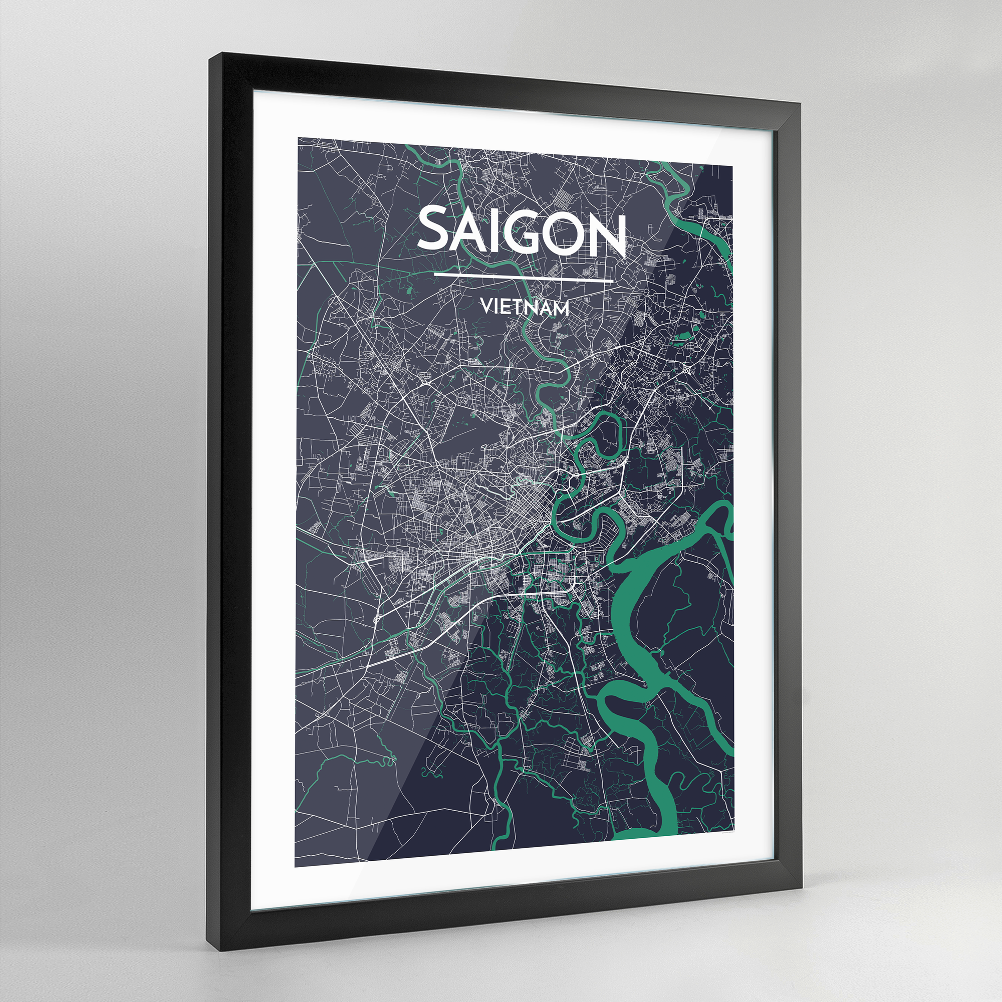 Framed Saigon City Map Art Print - Point Two Design