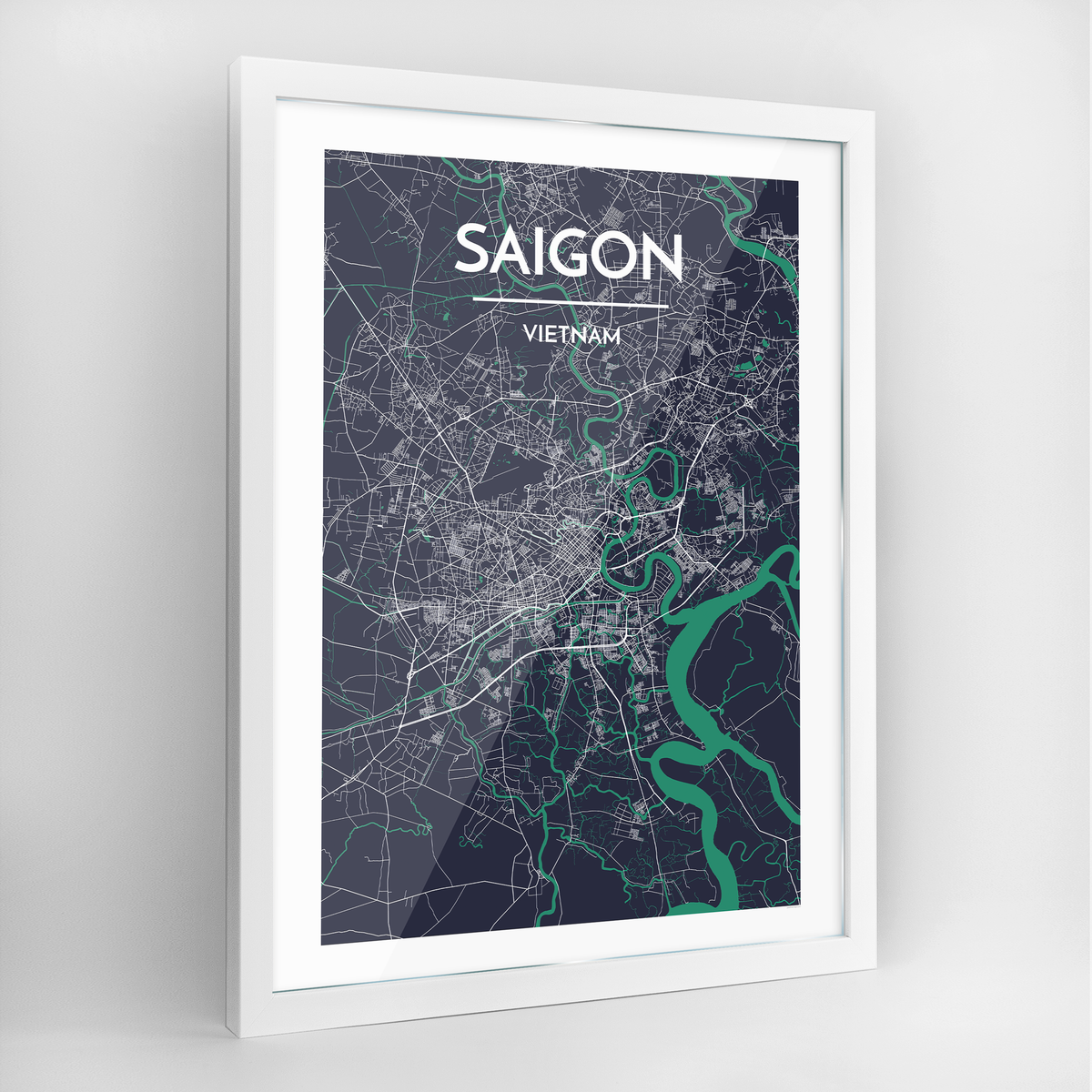 Saigon Map Art Print - Framed