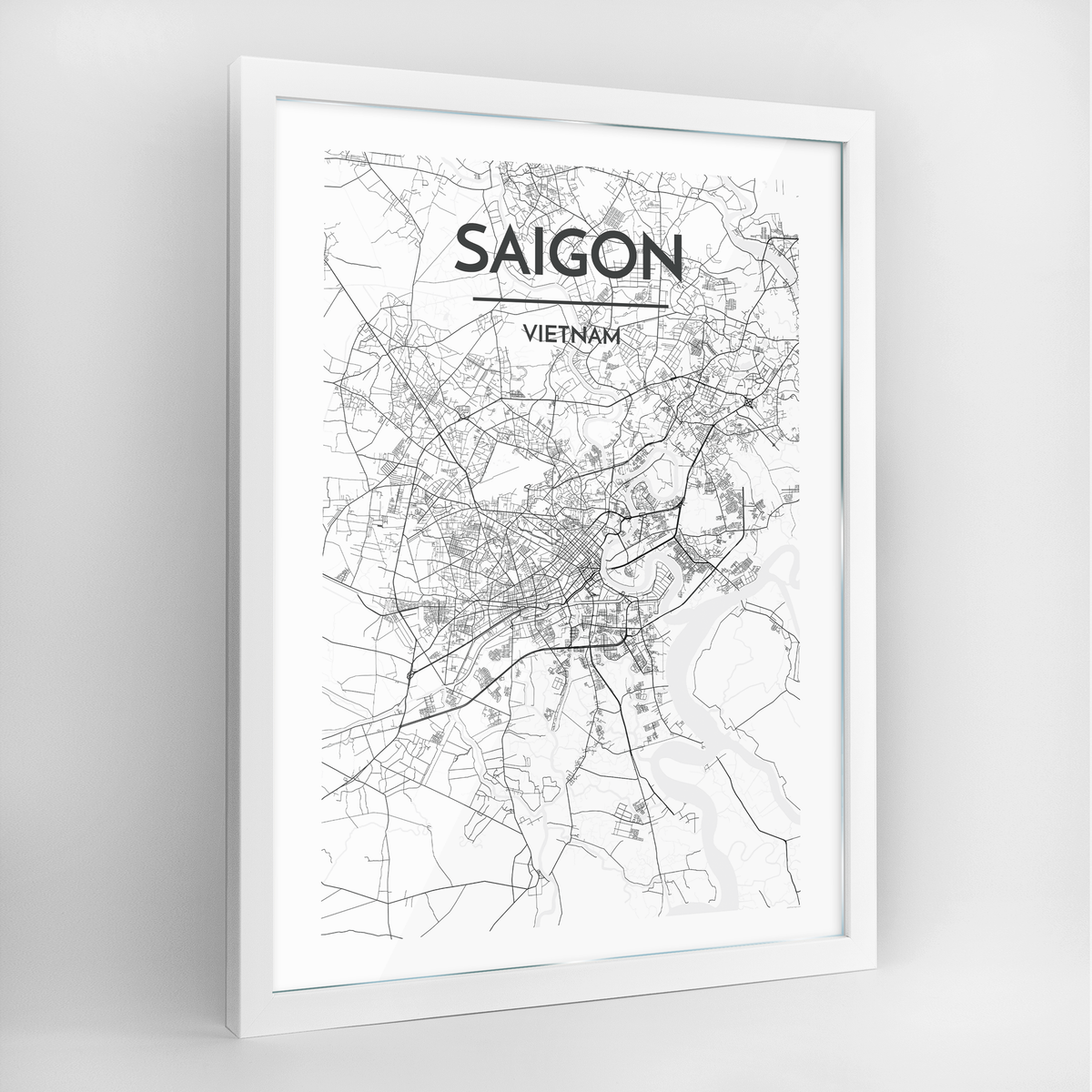 Saigon Map Art Print - Framed