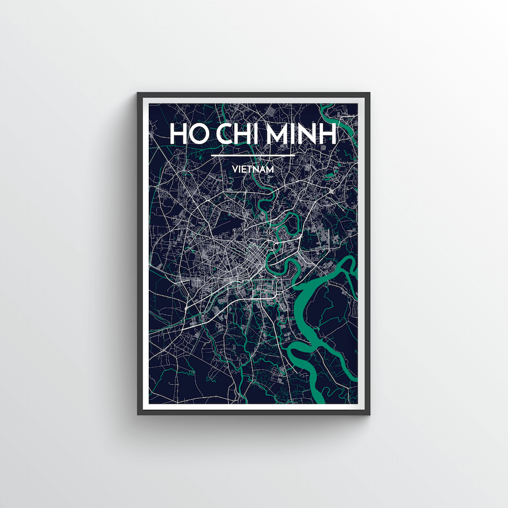 Ho Chi Minh City Map Art Print - Point Two Design - Black &amp; White Print