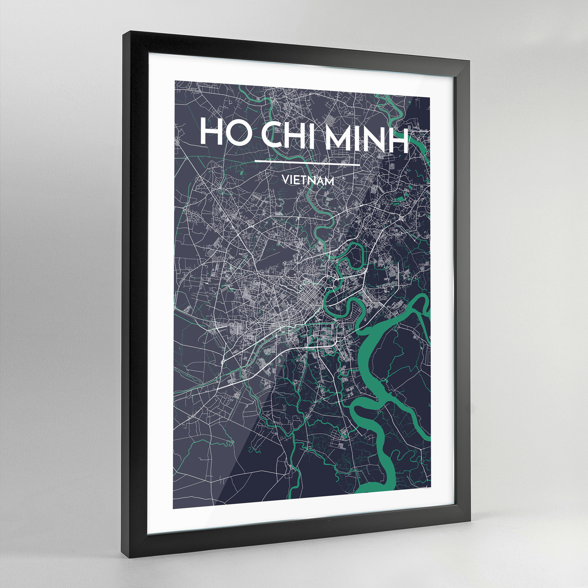 Framed Ho Chi Minh City Map Art Print - Point Two Design