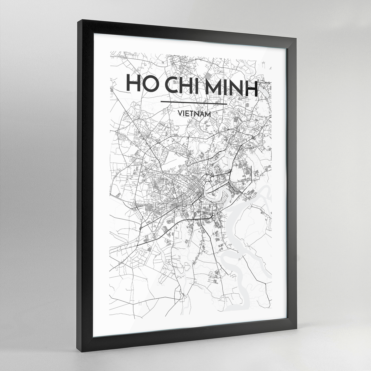 Ho Chi Minh Map Art Print - Framed
