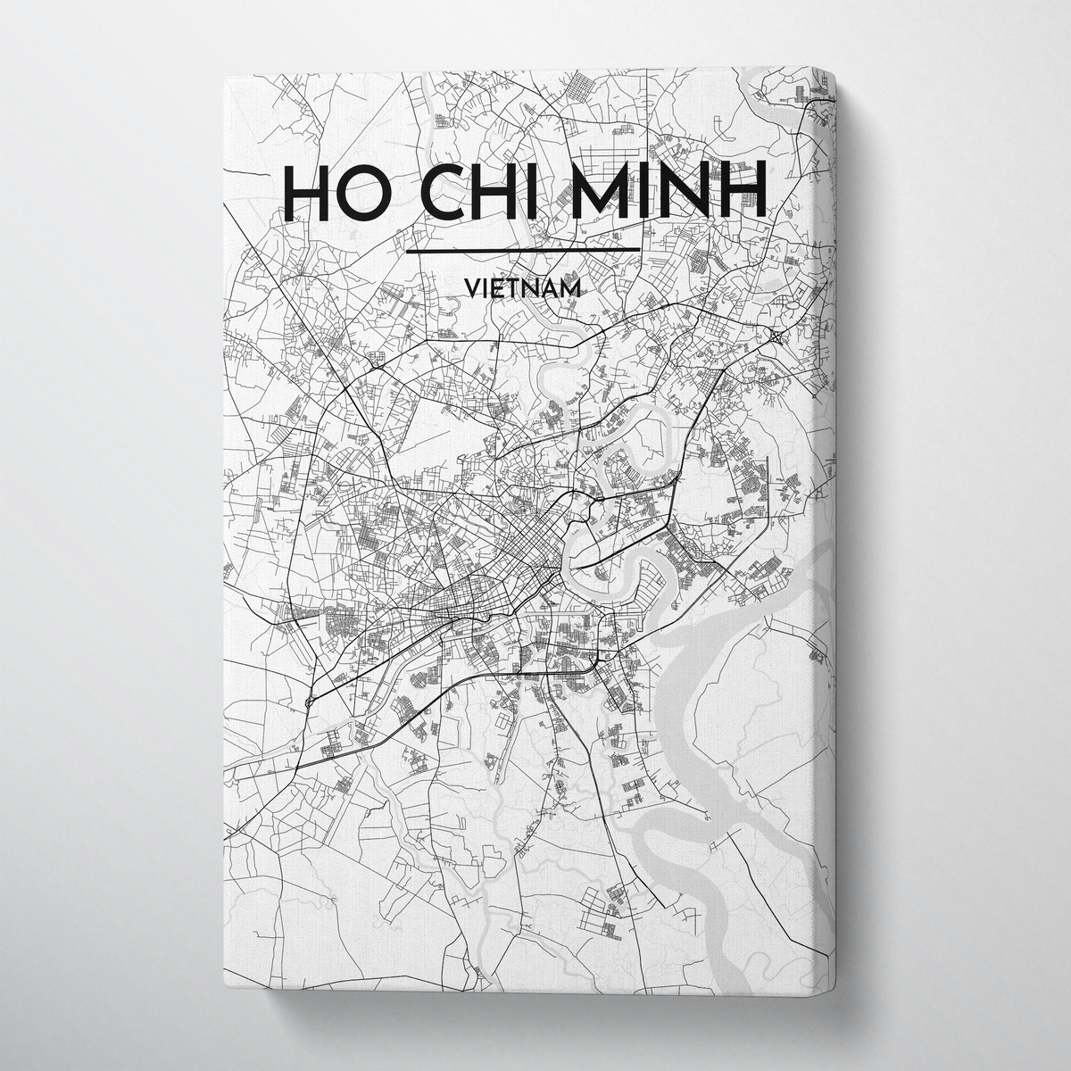 Ho Chi Minh City Map Canvas Wrap - Point Two Design - Black &amp; White Print
