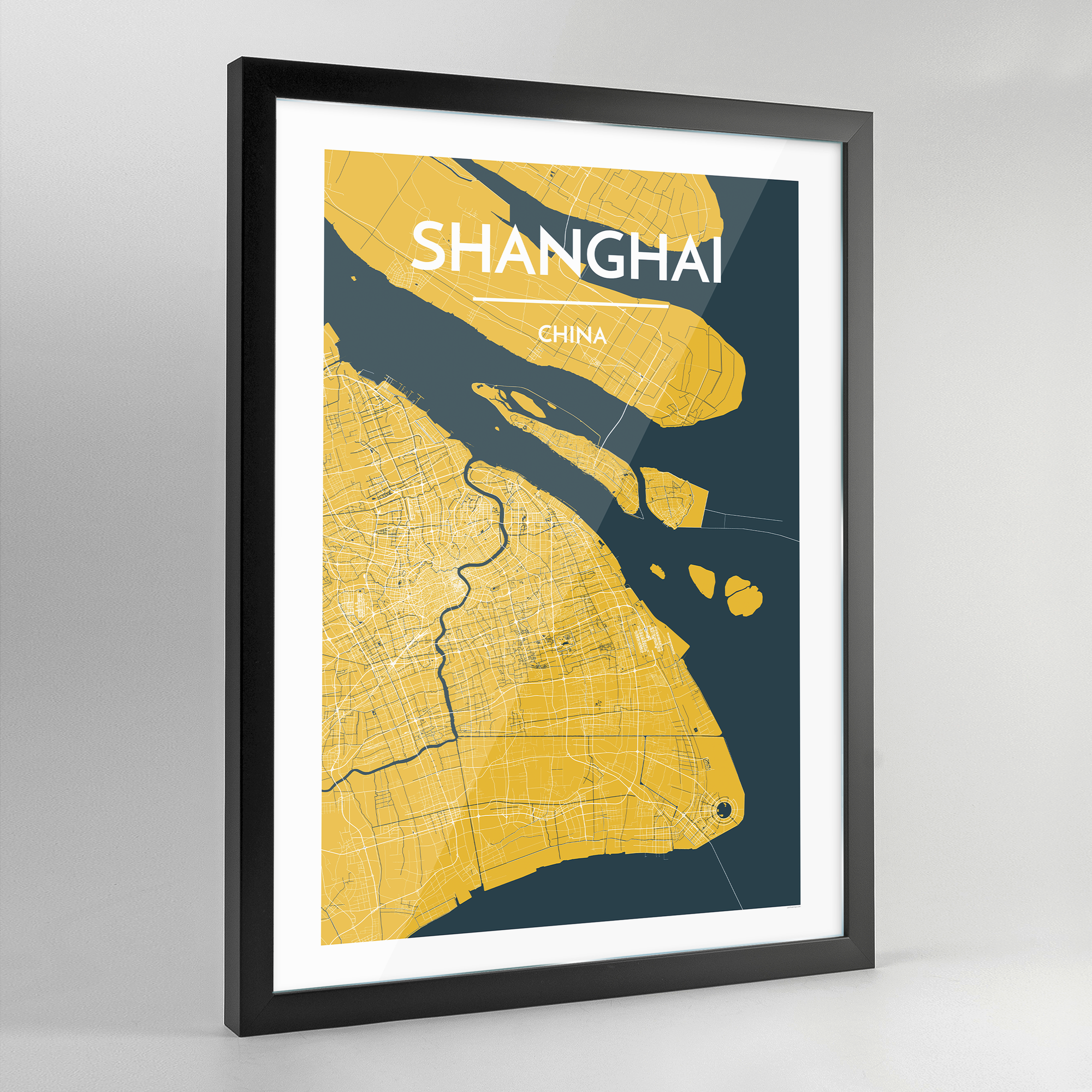 Framed Shanghai City Map Art Print - Point Two Design