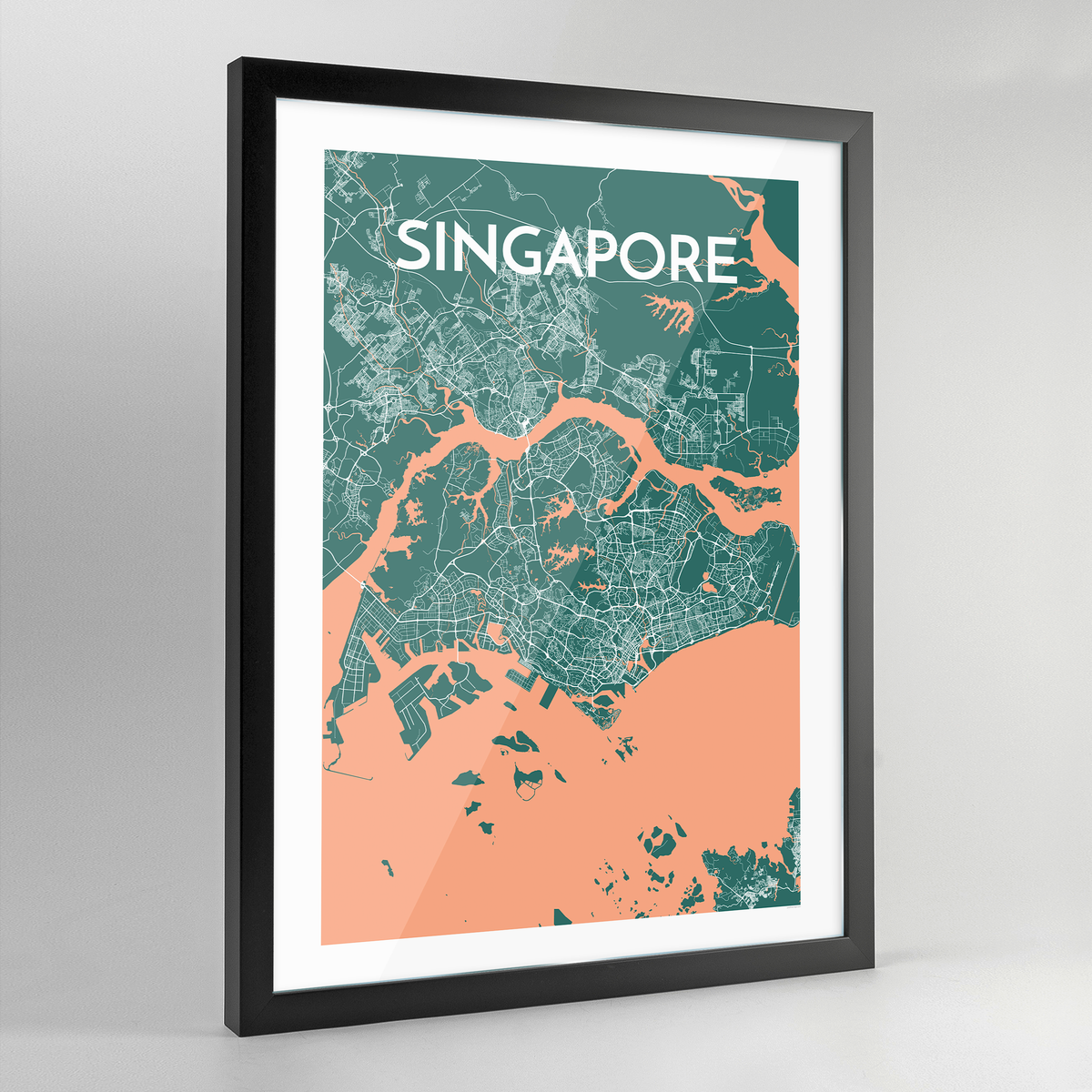 Framed Singapore City Map Art Print - Point Two Design