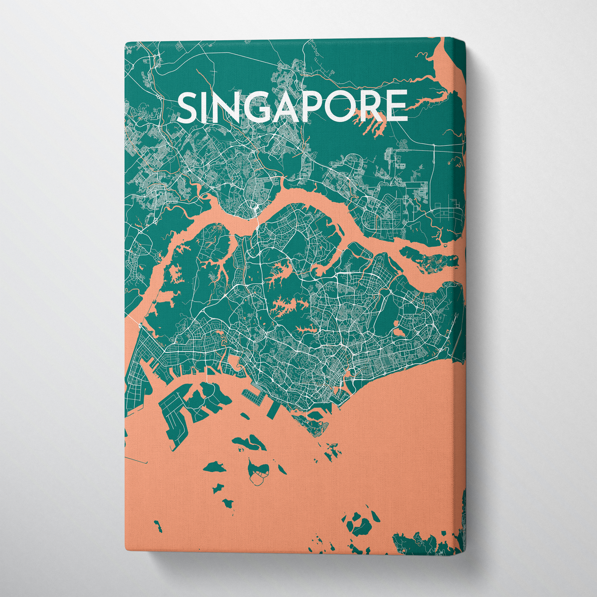 Singapore City Map Canvas Wrap - Point Two Design