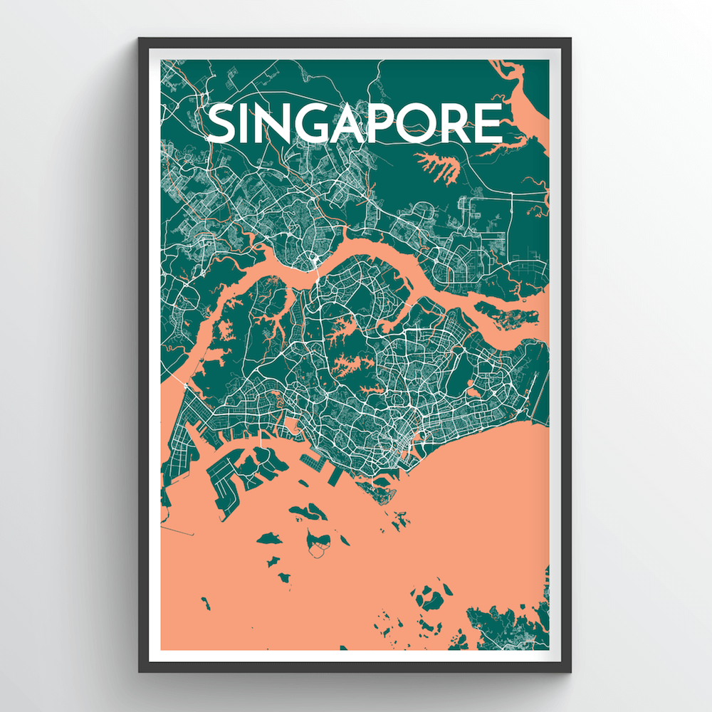 Singapore City Map Art Print - Point Two Design