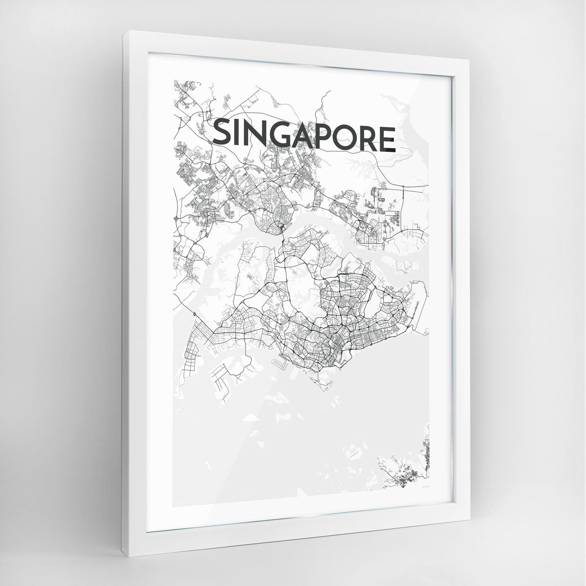 Singapore Map Art Print - Framed