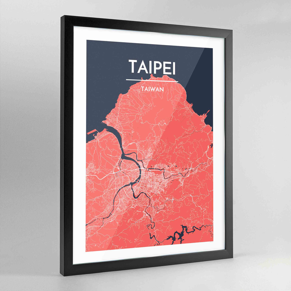 Framed Taipei City Map Art Print - Point Two Design